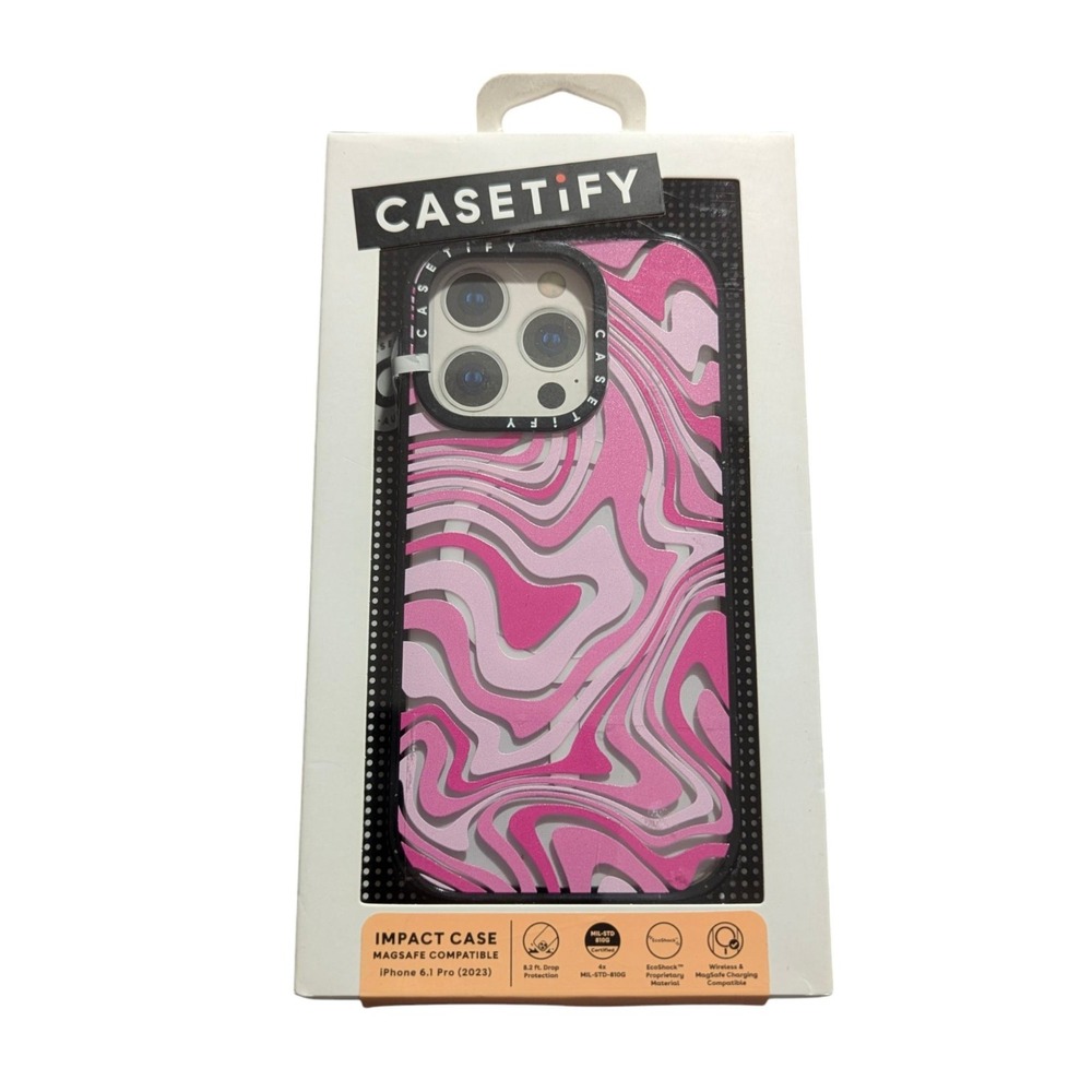 R2.OB CASETiFY Impact Case w/ Magsafe for‎ iPhone 15 Pro - Pink Swirls